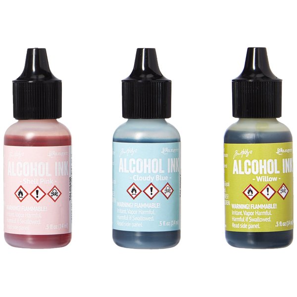 Ranger Tim Holtz Alcohol Ink .5oz 3/Pkg, Countryside-Shell Pnk/Willow/Cloudy Blue