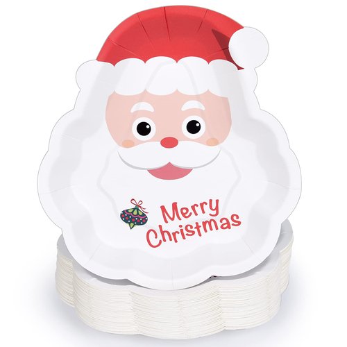 EPHYO 50 Count Christmas Paper Plates Disposable Party Santa Plates for Dessert Dinner Appetizer Salad Cake Cookies Merry Christmas Holiday Dinnerware Party Decoration Supplies