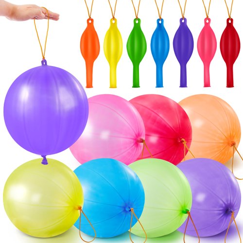 JOYIN 96 Pcs Punch Balloons, Party Favors for Kids 8-12, Punching Balloons Assorted Colors with Rubber Band Handle for Birthday, Goodie Bags Stuffers