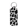Suobstales Cow Print Chapstick Holder Keychain Neoprene Lip Balm Holder Black White Animal Print Lip Gloss Keychain Portable Chapstick Tubes Holder Pocket Keychain Bag Lipstick Case