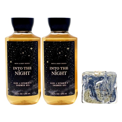 Bath &amp; Body Works Into The Night - 2 Pack Of Shower Gel With a Charcoal Scrub Soap.