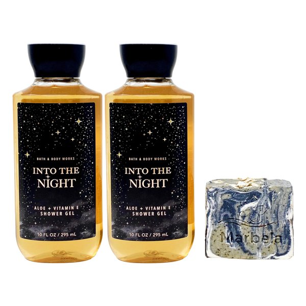 Bath & Body Works Into The Night - 2 Pack Of Shower Gel With a Charcoal Scrub Soap.