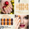 XEAOHESY 30 Sheets Maple Leaf Theme Halloween Stick On Nail Polish Strips with Nail File Nail Stickers Decals Holiday Full Nail Wraps for Women Halloween Nail Art