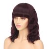 FAVE 12 Inch Natural Wave Wig with Bangs Human Hair Wigs for Women 100% Brazilian Virgin Human Hair Wig 99J Short Bob Wig with Bangs (12 inch, 99J)
