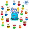 25PCS Fish Gone Fishing Cake Topper Cupcake Toppers Birthday Party Decorations Themed Ocean Fisherman Sea Decor Table Centerpieces for Kids Boy Adults Teen Baby Shower Party Supplies Party Favors