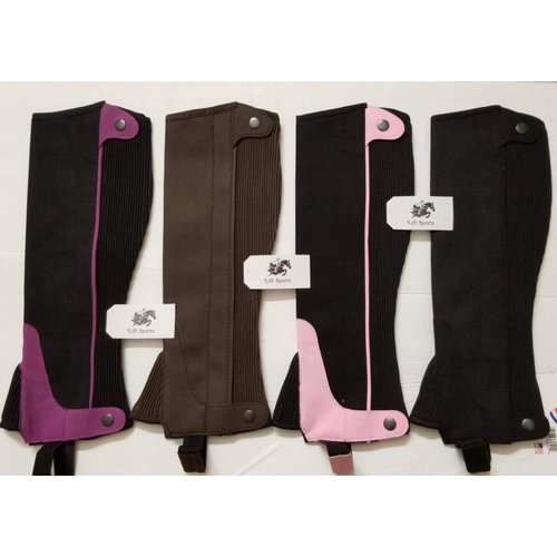 Lift Sports Half Chaps Horse Riding Equestrian Adult S/M/L/XL Amara Black-Brown-Pink-Purple (Medium, Brown)