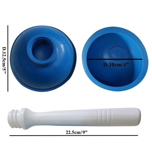 NewFerU Small Plunger Pump Liquid Plumber Clog Remover Cleaner Unclogger Tool for Toilet,Kitchen Sink Drain,Bathroom Shower Tub With Portable 4 Inch Cup and 9 Inch Handle (Blue)