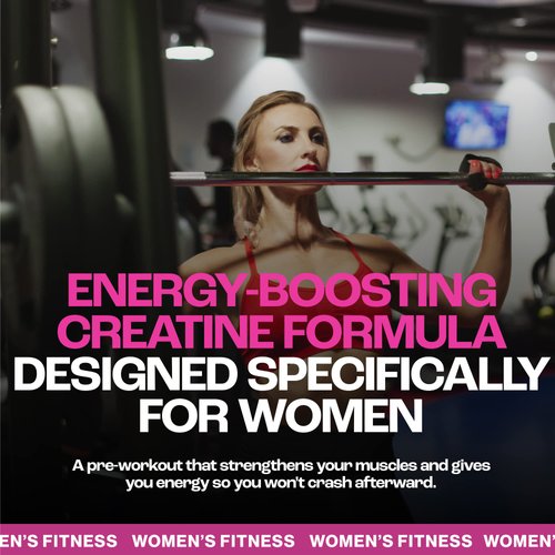 Creatine for Women Athletes, Burn Fat, Pre-Workout, Fitness, Instant Energy, Muscle Tone, Aerobics, Endurance, Cycling, Running & Stamina. Muscle Without Bulk, Amino Acids, Vitamins. Cherry