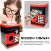 TOPBRY Piggy Bank for Kids,Electronic Password Piggy Bank Kids Safe Bank Mini ATM Piggy Bank Toy for 3-14 Year Old Boys and Girls (Black red)