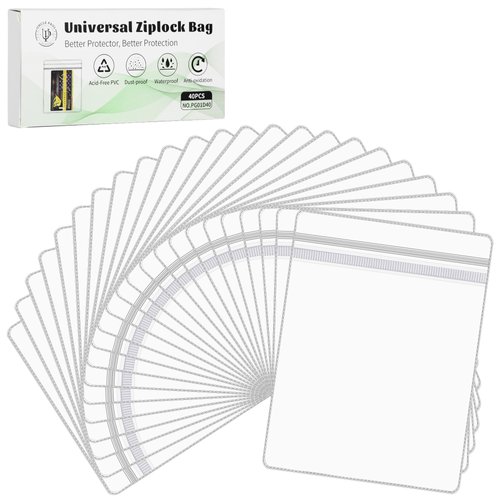 40 PCS Universal PVC Ziplock Bags - 4 x 3 in Self Seal Clear Pockets for Jewelry Coins Medals Stamps Souvenir Cards Collection Packing Pouch Anti-Oxidation Storage Bags Transparent PG01D40