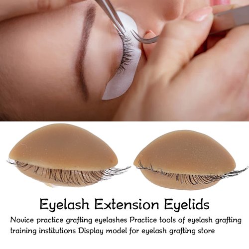 Joyzan Mannequin Head Eyelids, Replacement Realistic Eyelashes Extension Training Tool Removable Detachable Advance Eyelash Silicone Extensions Kit Doll Head Practice Makeup Lashes Soft Touch 3Pairs