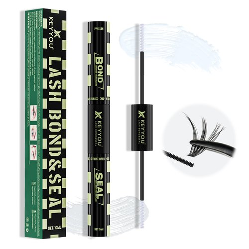 Lash Bond and Seal 10ML White Bond and Seal Lash Glue KEYYOU Lash ClUSter Glue MasUSra for Long Lasting WaterProof Lash Extension Glue Clear-5ml+5ml