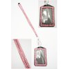 Pink Crystal Lanyard w/ Vertical Rhinestone Lined Badge Holder