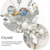 Jeairts Flower Rhinestone Hair Pins Pearl Bridal Hair Pieces Headwear Blue Beads Wedding Headpiece Hair Dress Crystal Hair Accessories for Brides and Bridesmaids