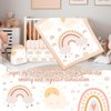 Hahafelt 4 Pieces Rainbow Boho Crib Bedding Set for Girls and Boys, Bohemian Soft Baby Bedding Set Including Crib Skirt, Comforter, Crib Sheet and Diaper Stacker for Nursery