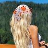 Urieo 2 Pcs Crochet Triangle Head Scarf Floral Bandana Headband Knitted Hair Bandana Daily Party Tied Back Head Kerchief for Women Girls