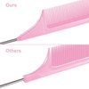 Generic 1 Pack Rat Tail Comb Steel Pin Rat Tail Carbon with Stainless Steel Pintail (Pink)