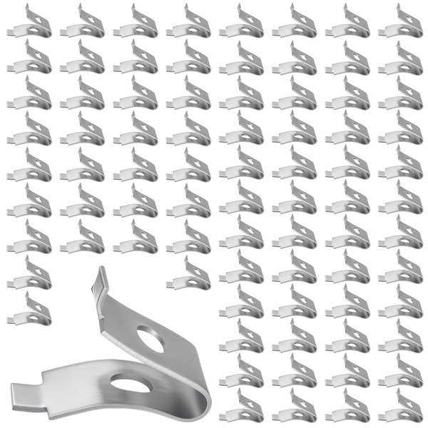 MUZIK Shelf Support Clips for KV 255/256 & Sandusky Metal Shelving, 201 Stainless Steel Heavy Duty Metal Shelf Clips, 80 Pack Silver