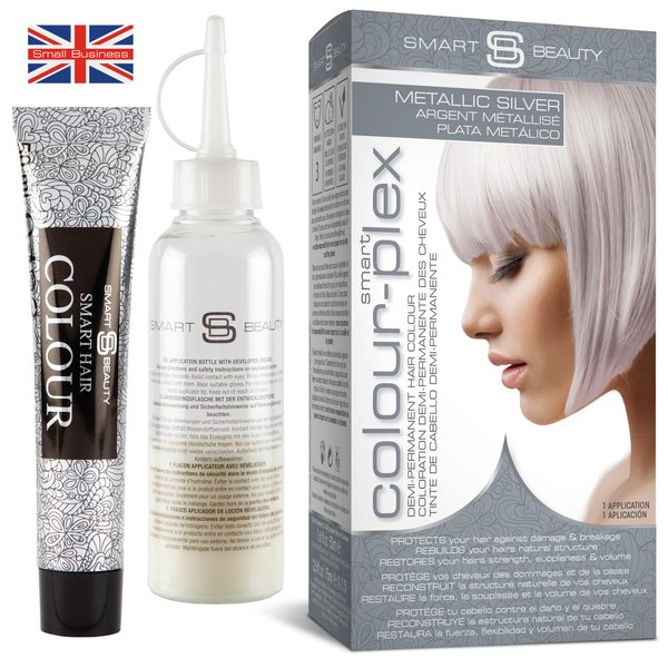 Smart Beauty Silver Hair Dye Permanent, Silver Toner for Bleached Hair, Demi Permanent Hair Colour with Plex Anti-Breakage Technology that Protects Rebuilds Restores Hair Structure, Cruelty Free