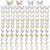 Butterfly Nail Charms,124 PCS Butterfly Charms for Nail Silver Butterfly Charms Gold Butterfly Nail Charms Butterflies Nail Rhinestones Gems Charms for Women Nail Art Design