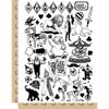 Circus Carnival Clowns Temporary Tattoo Water Resistant Fake Body Art Set Collection - Black (One Sheet)