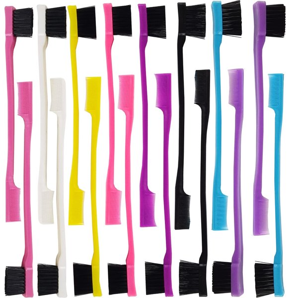YOOHUA 24PCS Hair Edge Brush, Double Sided Edge Control Hair Comb Eyebrow Brush Smooth Comb Grooming (8Colors)