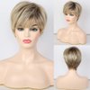 HAIRCUBE Ombre Blonde Pixie Cut Wigs Natural Short Blonde Wigs Dark Root Blonde Wigs for Women