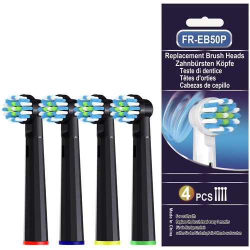8 Pack Replacement Toothbrush Heads Compatible with Oral b Electric Toothbrush (4 Black)