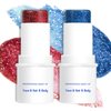 LOKFAR Body Glitter & Face Glitter Makeup Stick, Multiuse Waterproof Face Glitter Gel for Face Body Hair Eye Lip, Holographic Sequins Hair Glitter Face Paint, Mermaid Accessories Makeup (Blue, Red)