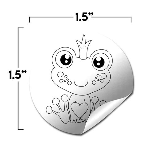 Color Your Own Toad-Ally Cool Frog Themed Birthday Party Favor Sticker Labels for Kids, 90 1.5" Party Circle Stickers by AmandaCreation, Great for Arts & Crafts, Envelope Seals, Goodie Bags & Treats