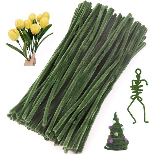 100 pcs Green Pipe Cleaners,Pipe Cleaners for Crafts,Pipe Cleaner Crafts,Chenille Stems for Craft Kids DIY Arts&Crafts Supplies (Green)
