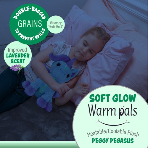 Warm Pals Scented Glow in the Dark Pegasus Plush, Cozy Microwavable and Freezable Plush Toys Filled with Natural Grains and Lavender, Heatable and Coolable Bedtime Comfort Weighted Stuffed Animal