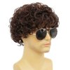 Amnenl Mens Afro Brown Short Wigs 70s 80s Rocker Curly Wig Kinky Synthetic Wigs for Cosplay Halloween Wig(Dark Brown)
