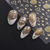 Vezocim Gold Nail Art Stickers, Sun Moon Stars Heart Line Flower Nail Self-Adhesive Sticker Design, 3D Gold Nail Transfer Decals for Women Girls Manicure Charms Decorations, DIY Nail Art Decal
