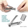 XGIZMOO Nail Clippers for Natural Finger Nails Ultra Thin Mini Travel Portable Folding Wide Jaw Cutter with Glass Nail File Curved Trimmer for Fingernail Toenail, with Keychain(X021DB-S)