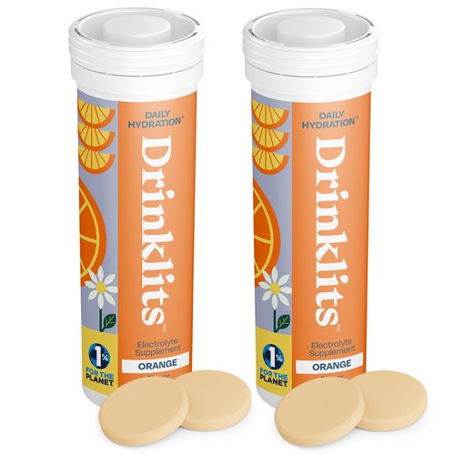 Drinklits Orange Daily Hydration Tablets (2) Tube Bundle | Essential Electrolytes – 0g Sugar – Re...