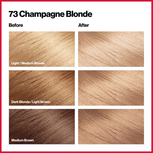 Revlon Permanent Hair Color, Permanent Hair Dye, Colorsilk with 100% Gray Coverage, Ammonia-Free, Keratin and Amino Acids, 73 Champange Blonde, 4.4 Oz (Pack of 3)