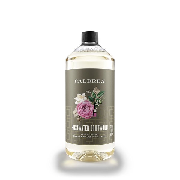 Caldrea Hand Soap Refill, Aloe Vera Gel, Olive Oil And Essential Oils To Cleanse And Condition, Rosewater Driftwood Scent, 32 Oz