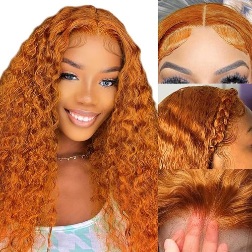 Ginger Lace Front Wigs Human Hair 13x4 Hd Ginger Curly Wigs Human Hair 22inch Ginger Deep Wave Wi...