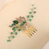 BERYUAN Bridal Emered Green Crystal Rhinestone Hair Comb Gold Leaves Green Rhinestone Wedding Headpiece Teardrop Crystal Rhinestone Wedding Headband for Women