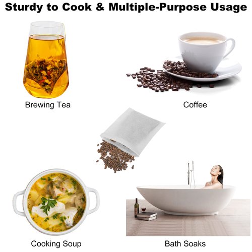 Numola Disposable Drawstring Tea Filter Bags, Empty Tea Bags Corn Fiber Natural Material Seal Tea Infuser Bag, Biodegradable and Compostable Herb Sachet Bags for Loose Leaf Tea 100 Pcs (4.2" x 3.2")