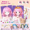 4-in-1 Dress Up Game Set, Princess Fantasy Makeup, Fashion Dress-Up Stickers, Mermaid Stickers & Diamond Painting, Creative Paper Art Craft Kits Toys, Ideal Birthday Gift for Girls Ages 4 5 6 7 8 9+