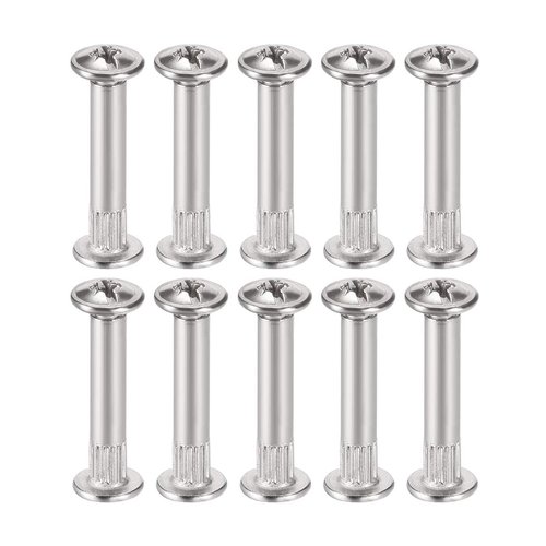 uxcell Screw Post Fit for 3/16"(5mm) Hole Dia, Female 4x25mm Belt Buckle Binding Bolts Leather Fastener Carbon Steel 10 Sets