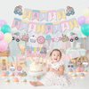 Comic Sweet Ice Cream Donut Birthday Party Decor, Cartoon 2D Comic HAPPY BIRTHDAY Party Banner Cake Toppers Balloons for Kids Awesome Ice Cream Theme Birthday Party Girls Candy Birthday Party Supplies