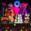 VitalCozy 3 Pcs Neon Tablecloths Glow in The Dark Tablecloths Black Plastic Covers 54 x 108 Inch Disposable Table Cloths for Glow Party Neon Birthday Party Decorations Black Light Party Supplies