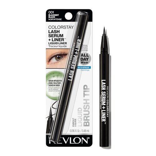 REVLON ColorStay Liquid Eyeliner, Lash Serum and Liner In One, Waterproof, Smudge-proof, Longwearing Serum-infused for Visibly Healthier Lashes, 001 Blackest Black