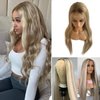 Highlight Lace Closure Wig Human Hair, Highlights Ombre Ash Brown to Beige and Plaitnum Blonde Lace Front Straight Wigs 9A Brazilian Vigin Hair Glueless Lace Front Wigs Pre Plucked Hairline for Women