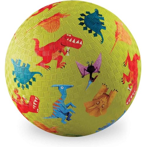 Crocodile Creek Playground Ball - Durable Rubber Ball for Kids Ages 3 and Up - Bouncy Inflatable Ball for Kickball, Indoor Games, and Outdoor Sports - PVC-Free - Dinosaurs Green - 5-inch Diameter