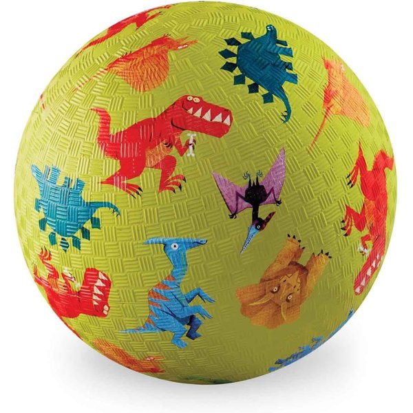 Crocodile Creek Playground Ball - Durable Rubber Ball for Kids Ages 3 and Up - Bouncy Inflatable Ball for Kickball, Indoor Games, and Outdoor Sports - PVC-Free - Dinosaurs Green - 5-inch Diameter