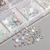 Nail Art Rhinestones Kit, Clear Crystal AB Flatback Glass Rhinestones Crystal Gems Stones, with Tweezer and Rhinestone Picker Dotting Pen for DIY Nail Art Craft